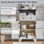 ACCOHOHO Bathroom Floor Cabinet, Farmhouse Storage Cabinet, 24" Wide Cabinet with Drawer, Adjustable Shelf, Barn Doors, Cabinets for Bathroom, Kitchen, Living Room, Off White