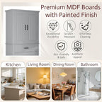 Tall Storage Cabinet, Bathroom Floor Freestanding Storage Cabinet with 2 Doors, Adjustable Shelf, and 2 Drawers for Bathroom, Office, Living Room, MDF Board, Grey