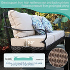 MFSTUDIO Outdoor Patio Furniture Set, 4 PCS Heavy-Duty Metal Patio Conversation Sets for 5, Patio Sectional Sofa Set with High Back 3-Seat Sofa, 2 Fixed Chairs, 1 Coffee Table, 5.5" Thicken Cushions