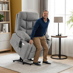 MCombo Power Lift Recliner Chair with Extended Footrest for Elderly People, Fabric 7287 (Dark Gray, Medium)