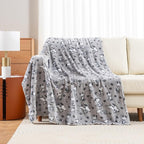 Berkshire Blanket Peanuts® VelvetLoft® Cute Character Snoopy Plush Throw Blanket,Peanuts Poses and Paws Grey,Throw 55 in x 70 in (Official Peanuts® Product)