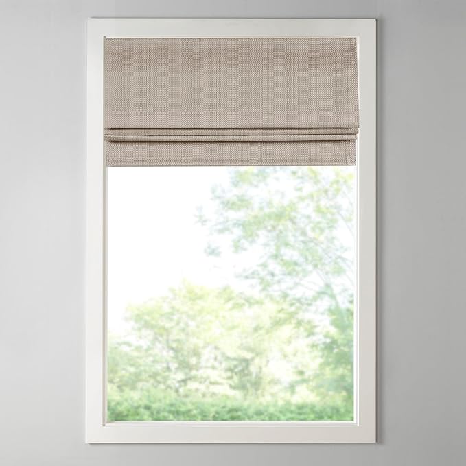 Madison Park Galen Cordless Roman Shade, 29"W x 64"H, Sheen Taupe – Room Darkening, Thermal Insulated, Energy Efficient Window Blind with Subtle Sheen Basketweave Fabric for Privacy