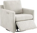 CHITA Swivel Accent Chair with Electric Footrests, FSC Certified Upholstered Living Room Sofa Chair with Power Motor, USB and Type-C Ports, Snow