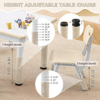 Kids Study Table and Chairs Set, Height Adjustable Toddler Table and Chair Set for Kids Ages 3-8, 31.5" L x 23.6" W Graffiti Desktop Plastic Children Art Table with 2 Seats