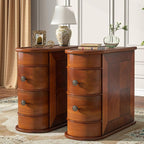 Tribesigns Wood End Table Set of 2, Narrow Solid Side Table 2-Drawer Slim Chair Side Table, No Assembly Required, Finished Back