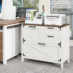 Lateral File Cabinet with 4 Drawers, Farmhouse File Cabinet for Letter/Legal/A4 Size Hanging Files, Large Wood File Storage Cabinets Printer Stand for Home Office Cabinets, White with Lock