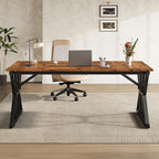 TVU 63-Inch Executive Desk, Large Office Desk with Thicken Frame, Computer Desk Modern Simple Desk for Home Office, Rustic Brown