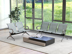 Kinsuite 2-Seat Reception Chairs - Waiting Room Chairs with Arms & Stainless Steel Frame, Waiting Room Bench Lobby Chairs for Office Airport Bank Hospital, Silver