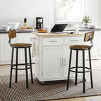 VASAGLE Bar Stools Set of 2, Bar Height Stools, 28.9 Inches Counter Barstools Chairs with Back for Dining Kitchen Island, Steel Frame, Industrial Style, Easy Assembly, Rustic Brown and Ink Black