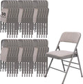 SEALAMB 30 Pack Padded Folding Chairs, Durable Metal Folding Chairs with Fabric Seat & Back for Home Office Wedding Party Events, 350lb Capacity (Grey-Fabric, 30 Pack)