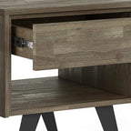 SIMPLIHOME Lowry SOLID ACACIA WOOD and Metal 22 Inch Wide Square Modern Industrial End Side Table in Distressed Grey, For the Living Room and Bedroom