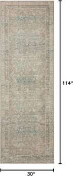 Loloi Angela Rose Aubrey Collection AUB-03 Jade/Natural 2'-6" x 9'-6", .19" Pile Height, Runner Rug