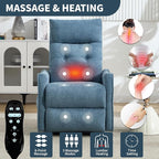 PELUMY Manual Lift Recliner Chair with Massage and Heat for Elderly, Single Motor Electric Lift Chair, Heavy Duty Recliner with USB Charging & Side Pockets (Chenille, Blue)