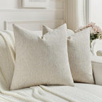 FUTEI Natural Linen Chenille Decorative Throw Pillow Covers 18x18 Inch Set of 2,Soft Cozy Faux Linen Textured Cushion Case,Farmhouse Home Decor for Couch Living Room