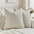 FUTEI Natural Linen Chenille Decorative Throw Pillow Covers 22x22 Inch Set of 2,Soft Cozy Faux Linen Textured Cushion Case,Farmhouse Home Decor for Couch Living Room