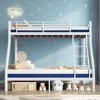 soges Twin Over Full Metal Bunk Bed Set with 6" Mattresses Included, All-in-One Bunk Bed for Adults, Heavy Duty Sturdy Bed Frame with Memory Foam Mattress, No Box Spring Needed, White