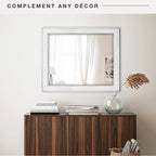 MCS Nordic Blossom Large Wall Mirror, Modern Rectangle Mirror Home Decor for Living Room, Bedroom, or Bathroom, 27 by 33 Inch, White