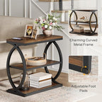 Tribesigns End Table, Narrow 3-Tier End Table for Living Room, Industrial Wooden Side Table with Metal Frame, Small Bedside Nightstand for Bedroom, Small Spaces, Rustic Brown