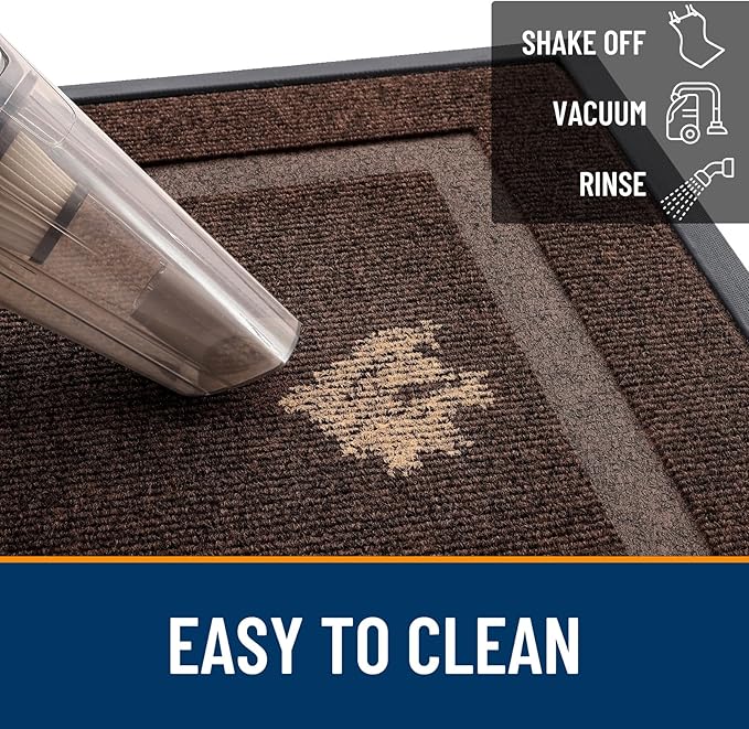 OLANLY Front Door Mat Indoor Outdoor Entrance, Waterproof All-Season, All-Weather Doormat, Sturdy Natural Rubber, Fade Resistant, Low Profile, Easy Clean Patio Porch Entryway Mat, 59x20, Dark Brown