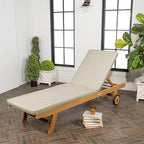 JONATHAN Y LNG1000E Mallorca 77.56"x23.62" Modern Classic Adjustable Acacia Wood Chaise Outdoor Lounge Chair with Cushion & Wheels Coastal, Bohemian, Minimalist, Traditional, Light Gray/Natural