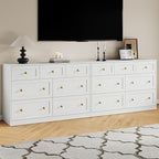 RoyalCraft 7 Drawer Dresser, 47'' Wide Modern Chest of Drawers with Gold Knobs, Wooden TV Stand Storage Organizer for Bedroom, Living Room, Entryway, White