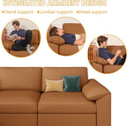 EASE MOOSE Oversized Modular Sectional Sofa,Modern Deep Seat Faux Leather Sectional,Extra Large L Shaped Couch,Comfy Scratch Resistant Material,Brown