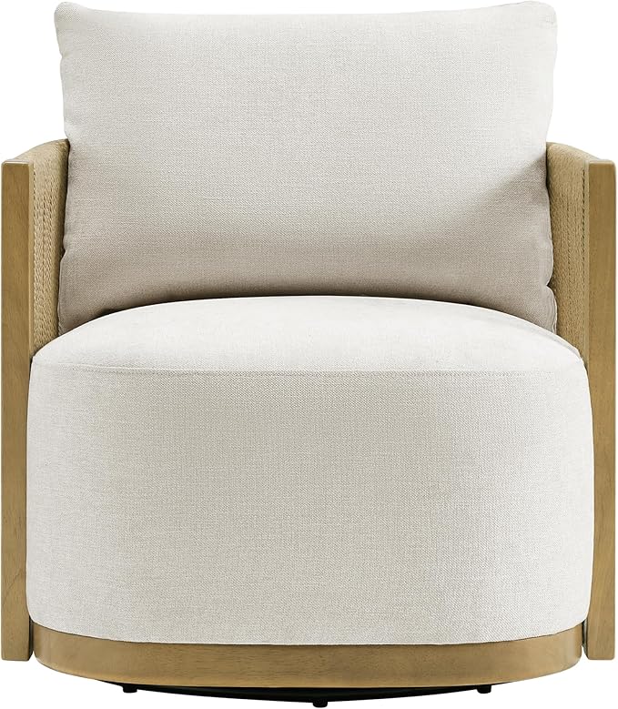 CHITA Braid Swivel Accent Chairs, Modern Comfy FSC Certified Armchair with Paper Cord & Wood Frame for Living Room and Bedroom, Fully Assembled - Mink