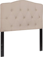 BizChair Tufted Upholstered Twin Size Headboard in Beige Fabric
