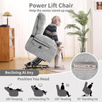 DURASPACE Power Lift Recliner Electric Lift Massage Recliner Chairs with Heat, Large Shell Velvet Backrest Lift Chair Recliners for Elderly, Seniors (Gray)