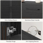 Tribesigns Shoe Cabinet, 5-Tier Shoe Storage Cabinet with Louvered Doors and Drawer, Freestanding Wooden Shoe Rack Organizer with Adjustable Shelves for Entryway, Hallway, Closet, Black