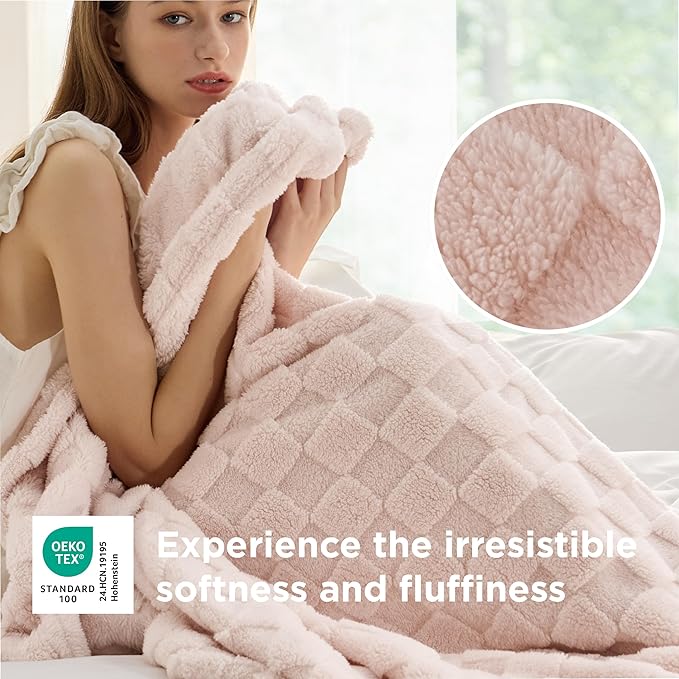 Bedsure GentleSoft California King Blanket for Bed - Super Soft Cozy Blankets for Women Men Girls, Large Fuzzy Fleece Throw for Bedroom Decor, Light Pink, 102x96 Inches