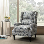 HULALA HOME Upholstered Wingback Recliner Chair, Small Adjustable Footrest Push Back Single Reclining Sofa, Mid Century Modern Lounge Armchair for Living Room, Bedroom, Reading/Grey