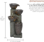 Alpine Corporation TZL412 14" Stoned Jar Cascading Water Fountain with LED Lights – Elegant Tabletop Water Feature for Home, Office, Living Room, Bedroom, and Desk Décor, Gray