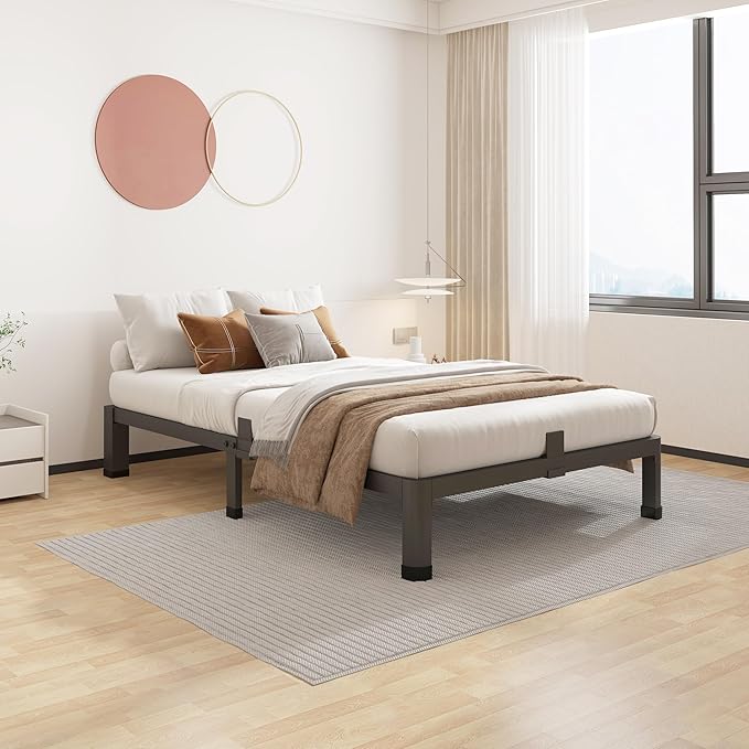 ROIL 7 inch Twin Bed Frames with Round Corner Legs Mattress Retainers 3500LBS Heavy Duty Steel Slats No Box Spring Needed Platform Noise-Free Easy Assembly