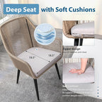 JOIVI Outdoor Dining Chairs Set of 6, 6 Pieces Woven Rope Patio Chairs with Armrest and Seat Cushions for Outside Porch, Balcony or Indoor Dining Kitchen, Restaurant, Tan