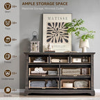 T4TREAM Farmhouse 7 Drawers Dresser for Bedroom, 54" Wide Wood Rustic Chest of Drawers w/Roman Column, Wooden Storage Dressers Organizer for Bedroom, Living Room, Closet, Dark Rustic Oak