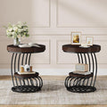 Tribesigns Round End Table Set of 2, 2-Tier Farmhose Wood Side Table with Shelf Storage, Small Sofa Side Bedside Nightstand, Accent Furniture for Living Room, Rustic Brown