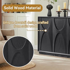 LKTART 59" Sideboard Buffet Cabinet Retro Accent Storage Cabinet with Magnetic Door Latches Adjustable Shelf for Living Room Kitchen(Black)