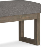 SIMPLIHOME Milltown 27 inch Wide Contemporary Rectangle Footstool Ottoman Bench in Pebble Grey Tweed Look Fabric, Assembled, for the Living Room and Bedroom