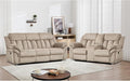 CANMOV Recliner Sofa Set,Manual Recliner Loveseat and 3-Seat Sofa with Overstuffed Armrest for Living Room,Bedroom Furniture,Office,Light Brown,2+3 Seat