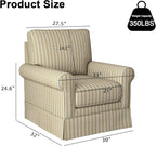 INZOY Swivel Accent Chair Set of 2, Mid Century Modern Reading Chair, Upholstered Swivel Square Chair for Living Room Bedroom Small Spaces, Fully Assembled, Brown Stripe