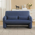 56'' Corduroy Loveseat Sofa, 2 Seater Love Seat Couch for Small Space, Comfy Upholstered Modern Leisure Loveseat Couches with Lumbar Pillows for Bedroom, Office, Living Room, Blue