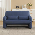 56'' Corduroy Loveseat Sofa, 2 Seater Love Seat Couch for Small Space, Comfy Upholstered Modern Leisure Loveseat Couches with Lumbar Pillows for Bedroom, Office, Living Room, Blue