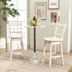 COSTWAY Swivel Bar Stools Set of 4, 24.5 Inch Counter Height Bar Chairs w/Hollow Backrest & Contoured Seat, Wooden Barstools w/Footrest for Kitchen Island, Pub, Bistro, Cafe (4, White)