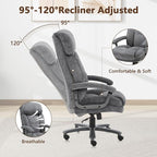 CLATINA Big and Tall Executive Office Chair, Extra Wide Seat, 800 LBS Capacity Heavy Duty Ergonomic Cloth Desk Chair with Wheels and Padded Armrests, High Back Fabric Computer Task Chair, Grey