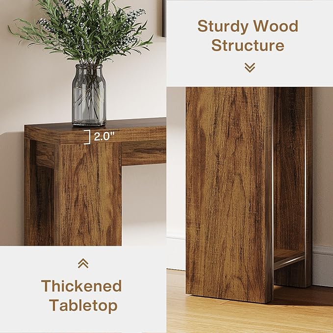 Tribesigns 70.9-Inch Long Console Table, Farmhouse Wooden Entryway Sofa Table Behind Couch, Narrow Entry Console for Living Room, Hallway, Entrance, Foyer, Walnut Brown