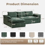 Modular Sectional Sofa, 107.5" L-Shaped Boneless Couch with Deep Seat, Modern Minimalist Upholstered Cloud Sectional Couch for Living Room Bedroom, No Assembly Required, Green Chenille