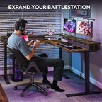 SANODESK 63" L Shaped Standing Desk with 4 Drawers, Height Adjustable Stand up Desk, Corner Gaming Desk with Monitor Stand, Black Frame/Rustic Brown Top