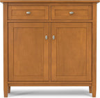 SIMPLIHOME Warm Shaker Solid Wood 36 inch Wide Transitional Entryway Storage Cabinet in Light Golden Brown for The Living Room, Entryway and Family Room