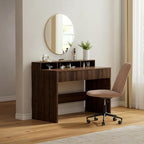 47" Executive Desk with Fluted Drawer, Modern Home Office Desk with Long Monitor Stand and 2 Drawers, Computer Writing Desk for Study Office Vanity, Brown